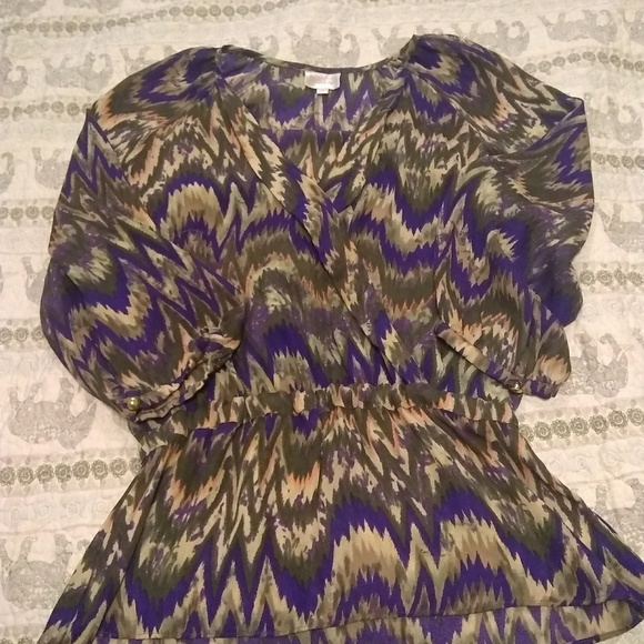 Parker Chevron 3/4 sleeve wrap front blouse - Picture 5 of 6